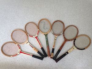 Lot of Seven Wooden Tennis Rackets