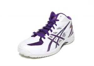 asics basketball shoes　asics gelhoop v6 slim TBF310 White  purple Sneakers Spike