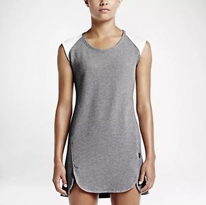 NEW Women's Nike Court Tennis T-Shirt Dress Skirt SMALL Grey/White 715220 063