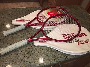 WILSON LOT OF 2 KEVLAR SELECT TENNIS RACKETS WITH COVERS - 4 1/2 AND 4 1/4 GRIPS