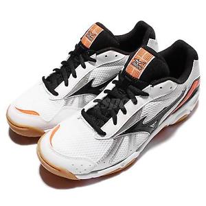 Mizuno Cyclone Power White Black Mens Table Tennis Shoes Sneakers V1GA15-8010