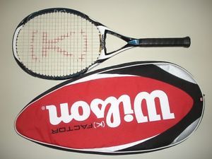 WILSON K-FACTOR K-FOUR OS 112  K4 K-4 TENNIS RACQUET 4 3/8 (NEW STRINGS)