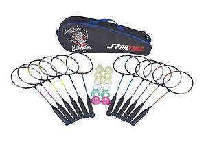 Sportime School Badminton Set - Includes 12 Racquets 12 Shuttlecocks and Carr...