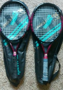 Set of 2 Hanil Pro Master Graphite Tennis Rackets with Matching Carrying Cases