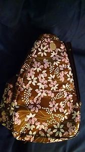 Life Is Tennis Jetpac Backpack Double Racket Holder- Purple/brown flower EUC