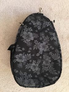 JETPACK TENNIS BAG, BACKPACK STYLE, HOLDS 2 RACQUETS, HAWAIIAN PRINT, BLACK/GRAY
