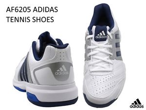 ADIDAS Barricade Approach White Silver Navy Mens Tennis Shoes AF6205 Size 9.5 US