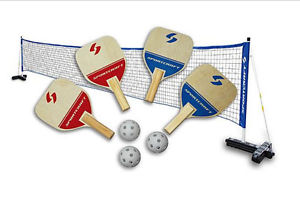 Pickleball Set 4 Player Paddles Pickle Balls Net Outdoor Game Fun Wood Tennis