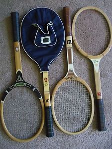 Vintage Lot 4 Wood TENNIS RACQUETS Racket Jack Kramer Autograph Stan Smith Davis