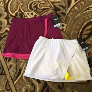 2 NWT Women's Asics Motion Dry Athlete Skort Tennis Clothes Medium Golf Running