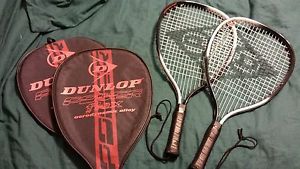 Dunlop Power Flex Aerodynamic Alloy Set/2 Squash Raquets w/ Covers "00" (3 7/8)