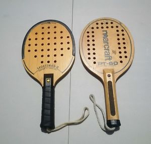 Lot Of Two Vintage Marcraft Professional Racquet Ball Wood Paddles Sports EUC