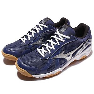 Mizuno Cyclone Power Navy Silver Men Indoor Badminton Volleybal Shoe V1GA15-8025