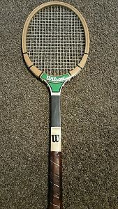 Vtg. Rare wilson chris evert shot maker strata-bow wooden tennis racket