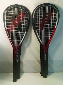 SET OF 2 PRINCE OUTRAGE WALLBEATER SQUASH RACQUET & MATCHING COVERS