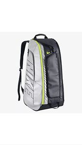 New Nike Court Tech 1 Tennis Racquet Backpack Bag Black Silver Volt