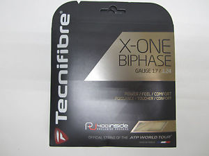 **NEW**  LOT OF 2 SETS TECNIFIBRE X-ONE BIPHASE 17 (1.24) NATURAL TENNIS STRING