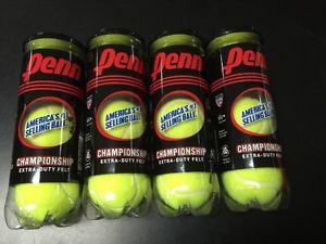 (12) Penn Championship Tennis Balls Extra-Duty Felt 4 Cans of 3 = 12Balls Sealed