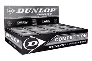12 x Dunlop Pro Squash Balls - Competition - Single Yellow Dot - WSF & WSA & PSA