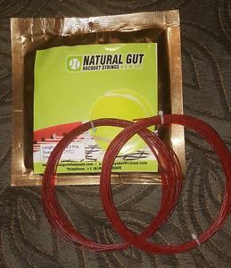 (3) SETS 15G 100% "PREMIUM" NATURAL GUT IN "RED COLOR" TENNIS RACQUET STRING