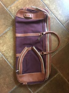 NEW VINTAGE ITALIAN LEATHER LINEN TENNIS RACQUET BAG DELLA BORSA NOS
