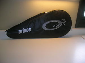 Prince O3 Single Tennis Racket Racquet Cover Bag 28" Black and Silver Excellent
