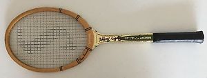 Spalding Pancho Gonzales Tennis Racquet Autographed Bobby Riggs Emerson Stockton