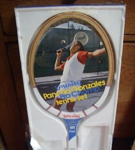 VNTGE 1970's SPAULDING WOODEN TENNIS RACQUET PANCHO GONZALES NEW IN BOX