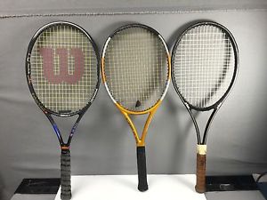 Lot of 3 Tennis Racquets Prince Wilson Head (787-1 E)
