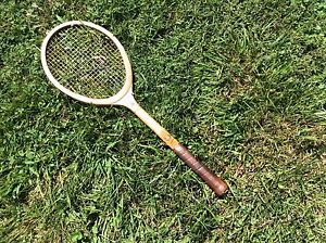 VINTAGE Estate Find 1970s F.J. BANCROFT WOOD TENNIS RACKET TEAR-DROP