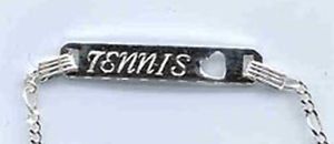 .925 Sterling Silver Tennis I D Bracelet with Cutout Heart 6 inches long Gift