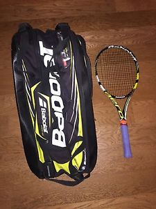 Babolat AeroPro Drive Racquet and 9 Racquet Bag Lot