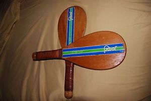 Set Of 2 Jokari Pro Set Wood Racket Ball Paddles Kyle Rote Jr
