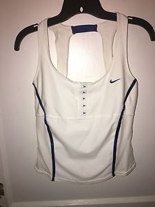 Nike Dry Fit White And Blue Tennis Top Size L