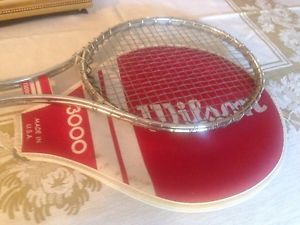 Vintage WILSON T3000 Chrome Tubular Steel Tennis Raquet Racket w Original Cover
