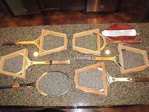 Lot 6 Vintage Tennis Rackets, Wilson Spalding, Bancroft, MacGregor, Decor or Use