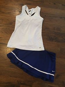 NIKE Womens Tennis Ruffle Skort M Lija Racerback Tank S EUC Fast FREE Ship