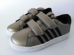 K-Swiss Hoke Strap Children's Shoes Size 13 Silver Black White New Sample Pair