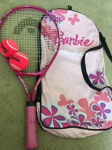 Head Tennis Raquet Kids Barbie Model With Case & 2 Tennis Balls Pre Owned