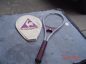 le coq sportif Pro Maker Tennis Racquet 4 3/8 Leather Unstrung w Headcover USA