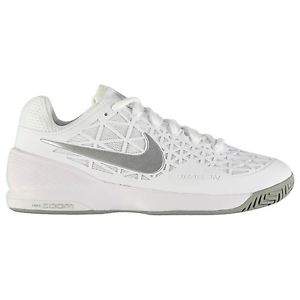 Nike Zoom Cage 2 Tennis Shoes Womens White/Silver Court Trainers Sneakers