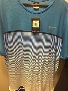 Nike Challenger Court Federer Men's T-Shirt Tennis Crew Nadal 2XL New NWT Blue