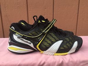 EUC Babolat Propulse 4 All Court Mens Shoes Black Yellow White Mens US 11 EUR 45