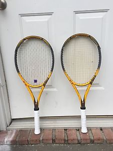 Set of Two Triple Threat Scream MidPlus Tennis Racquets (4 1/2")
