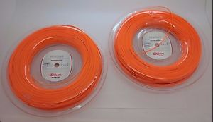 2 PACK Wilson Revolve Tennis String 200M 660FT Reel Orange Dented Box Special!