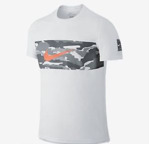 Nike Men's Practice Crew Tennis Shirt 685319 100 White/Grey/Crimson Size Large