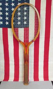 Vintage Draper Maynard Antique Wood Tennis Racquet Premier D&M Dog Logo Display