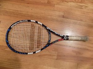 Babolat Pure Drive JR 25 Juniors Tennis Racquet Blue & White EUC  3 7/8