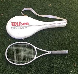 Vintage 90s WILSON Tour Ceramic MIDPLUS 93 TENNIS RACKET 4 3/8 Cover PWS