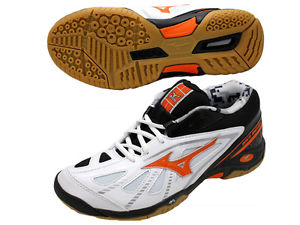 Mizuno JAPAN Badminton Shoes Wave Smash MID 71GA1665 Whie Black Orange